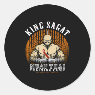 Pegatina Redonda Gimnasio de Entrenamiento de Boxeo Muay Thai - Cám