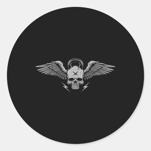 Pegatina Redonda Gimnasio de entrenamiento de fuerza de trabajo Sku (Anverso)