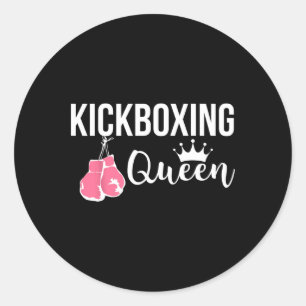 Pegatina Redonda Gimnasio de Fitness Reina de Kickboxing Motivacion