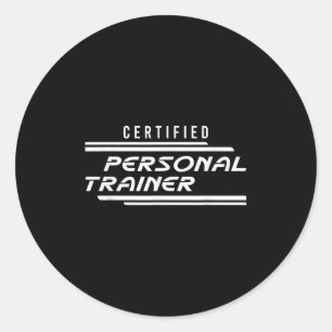 Pegatina Redonda Gimnasio del instructor de fitness personal certif