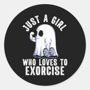 Pegatina Redonda Gimnasio divertido de fantasmas Entrenamiento de g