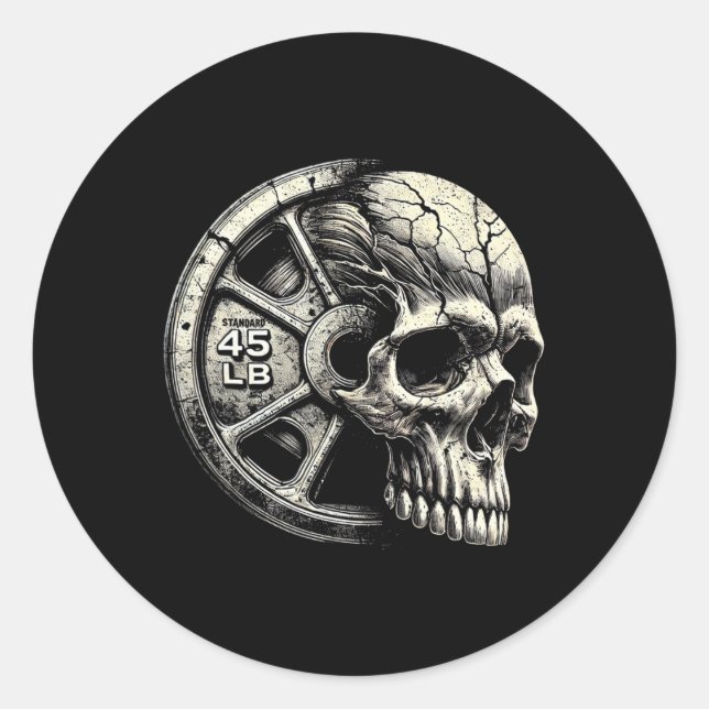 Pegatina Redonda Gimnasio Halterofilia de 45 libras Placa Guay Func (Anverso)