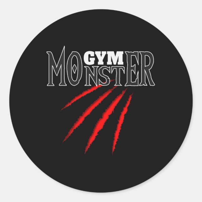 Pegatina Redonda Gimnasio Monster Deporte Construcción de cuerpos P (Anverso)