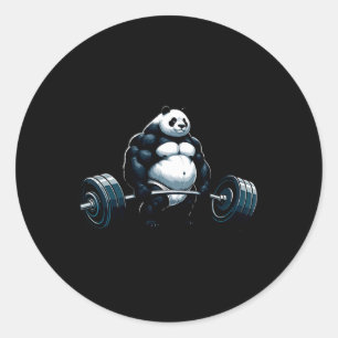 Pegatina Redonda Gimnasio Muscular Panda Bodybuilder Motivación de 
