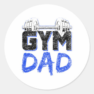 Pegatina Redonda Gimnasio Papá Fitness Entrenamiento Levantamiento