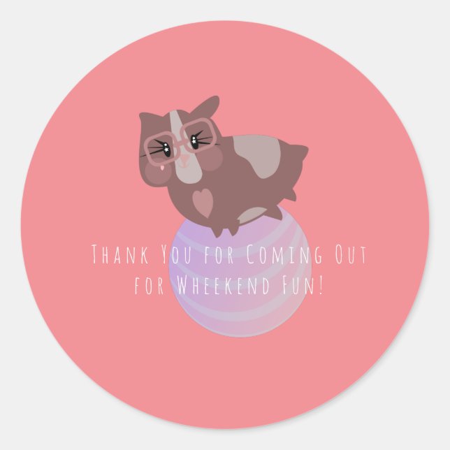 Pegatina Redonda Gimnasio para cerdos de Guinea (Anverso)