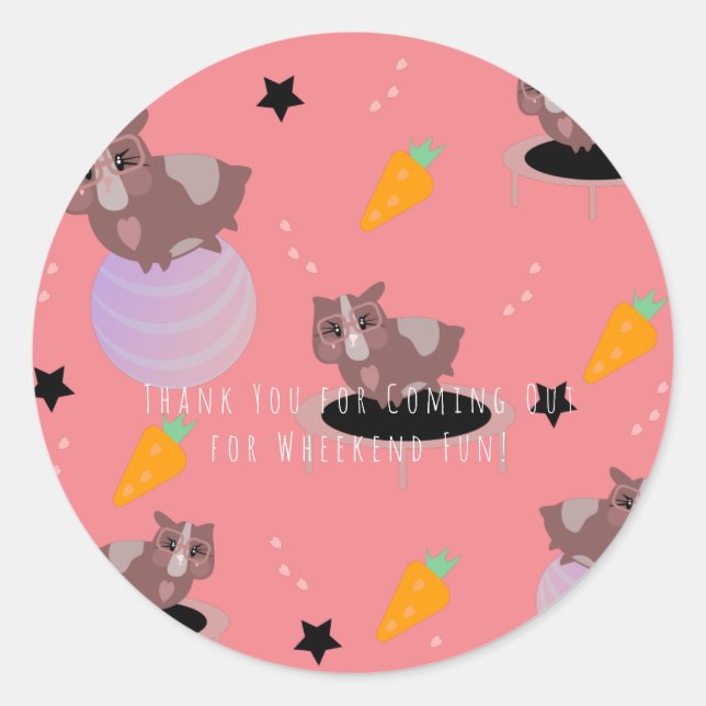 Pegatina Redonda Gimnasio para cerdos de Guinea (Anverso)