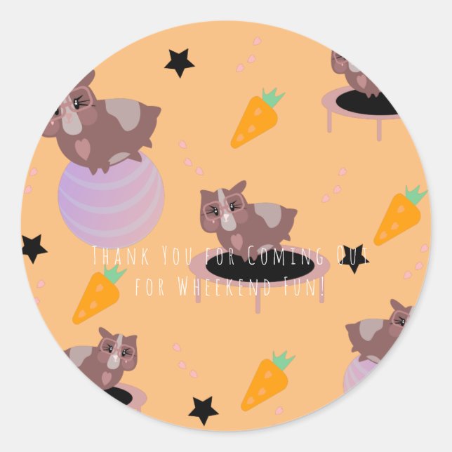 Pegatina Redonda Gimnasio para cerdos de Guinea (Anverso)