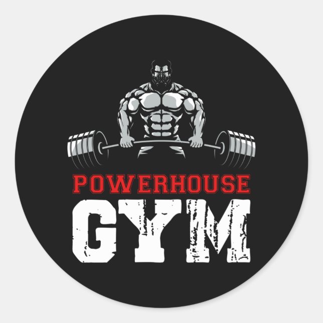 Pegatina Redonda Gimnasio Powerhouse (Anverso)