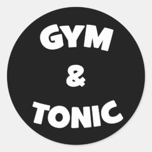Pegatina Redonda Gimnasio y Tonic - Divertido entrenamiento de Nove