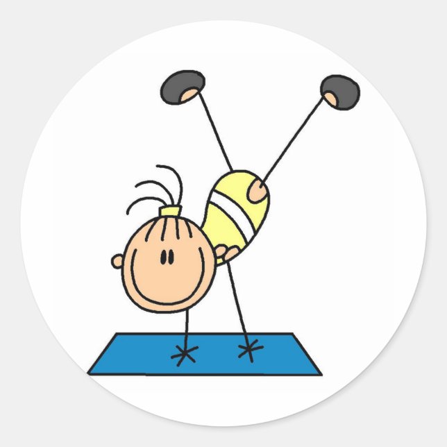 Pegatina Redonda Gimnast de chicas palas haciendo giros Pegatinas (Anverso)