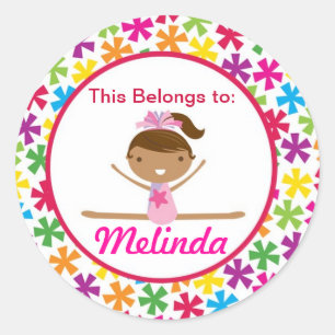 Pegatina Redonda Gimnasta brillante de la estrella de nuevo al