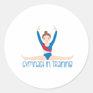 Pegatina Redonda Gimnasta En Formación
