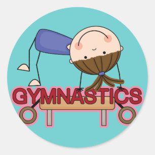 Pegatina Redonda GIMNASTICS - Camisetas Brunette Chica Balance Beam