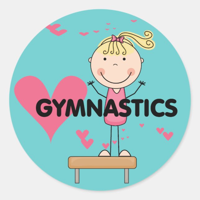 Pegatina Redonda GIMNASTICS - Gimnasia de amor Tshirts y regalos (Anverso)