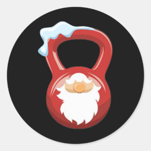 Pegatina Redonda Gimnome Gnome Kettlebell Xmas para Gy