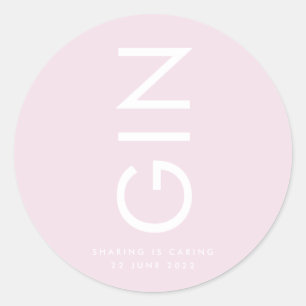 Pegatina Redonda Gin Ultra Rosa Negrita Gran Botella de licor Monog