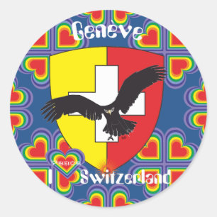 Pegatina Redonda Ginebra, Genève Suiza Suisse Svizzera pegatina/