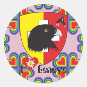 Pegatina Redonda Ginebra, Genève Suiza Suisse Svizzera pegatina/