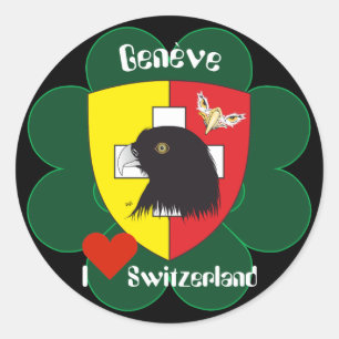 Pegatina Redonda Ginebra, Genève Suiza Suisse Svizzera pegatina/