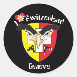 Pegatina Redonda Ginebra, Genève Suiza Suisse Svizzera pegatina/