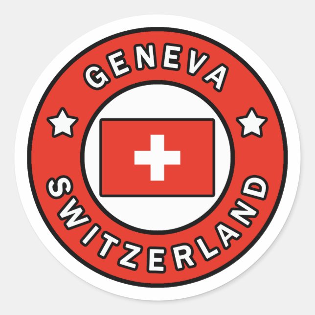 Pegatina Redonda Ginebra Suiza (Anverso)