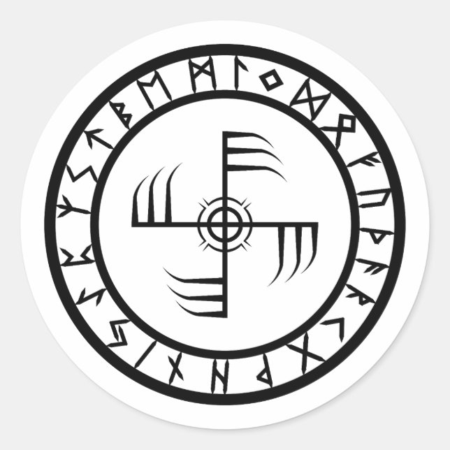 Pegatina Redonda Ginfaxi - Circulo de Rune (Anverso)