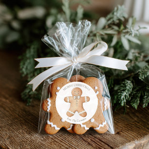 Pegatina Redonda Gingbread Man Feliz Navidad