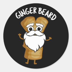 Pegatina Redonda Ginger Beard Funny Gingerbread Food Pun Dark BG