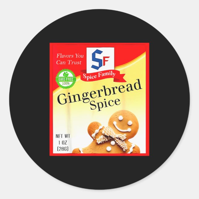 Pegatina Redonda Ginger Bread Sce Group Costume Family Matching Hal (Anverso)