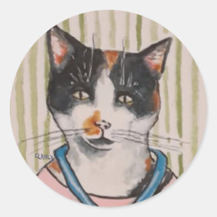 Pegatina Redonda Ginger Cat