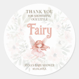 Pegatina Redonda Ginger Fairy Baby Shower Gracias