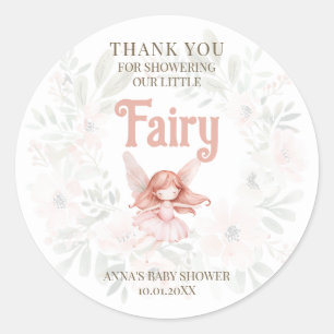 Pegatina Redonda Ginger Fairy Baby Shower Gracias