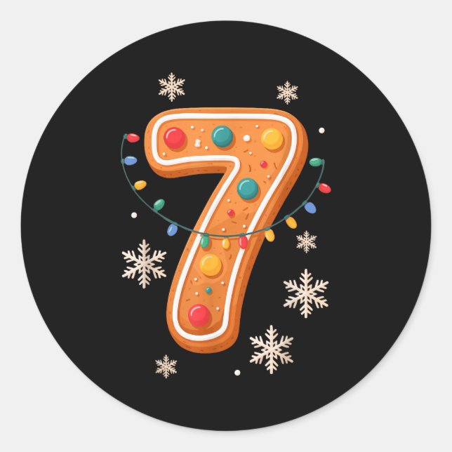 Pegatina Redonda Gingerbread 6 7 Meme Christmas Matching Couple Boy (Anverso)