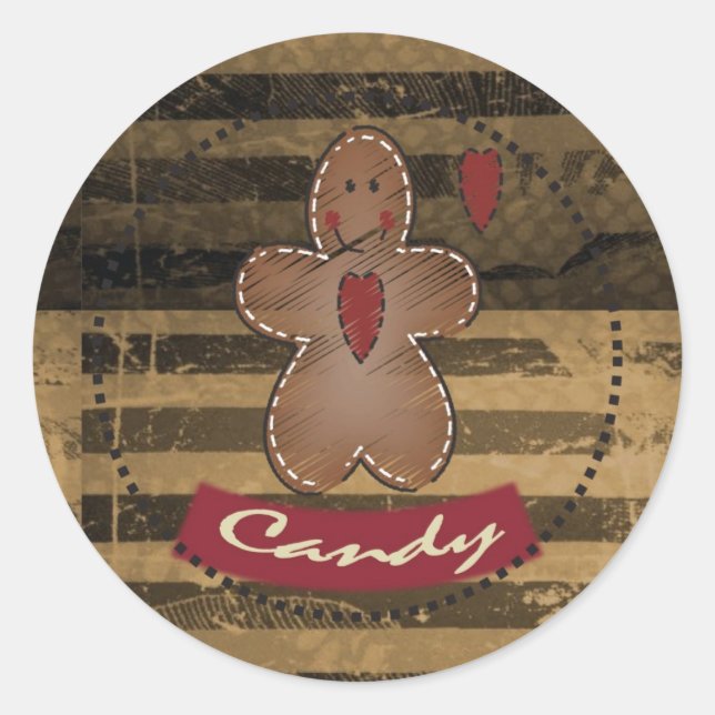 Pegatina Redonda Gingerbread Candy (Anverso)