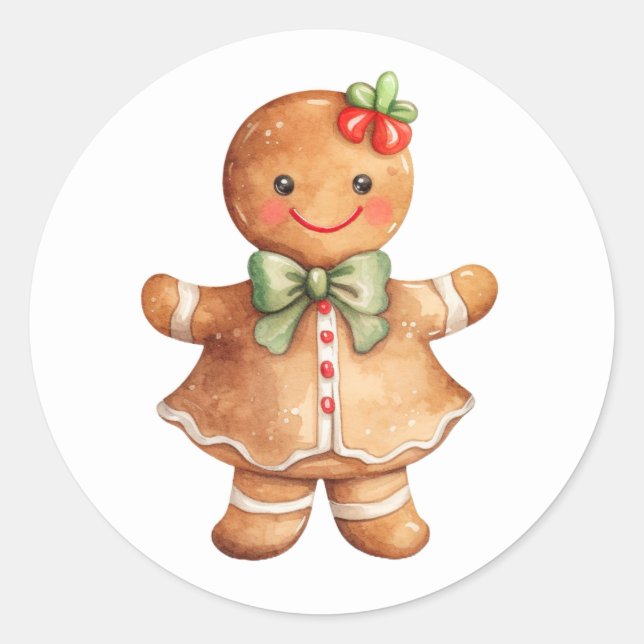 Pegatina Redonda Gingerbread Chica Christmas Sticker (Anverso)