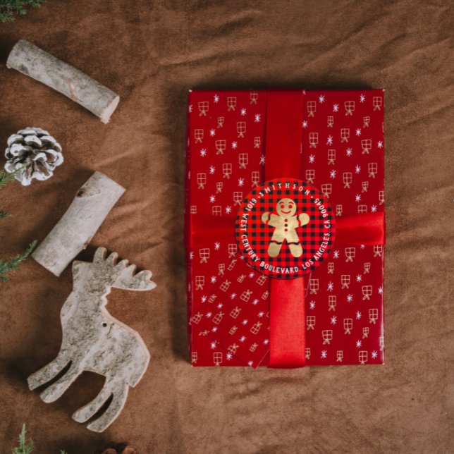 Pegatina Redonda Gingerbread Christmas Tree RSVP Buffalo Gold (Gingerbread Christmas Tree RSVP Buffalo Gold Classic Round Sticker)