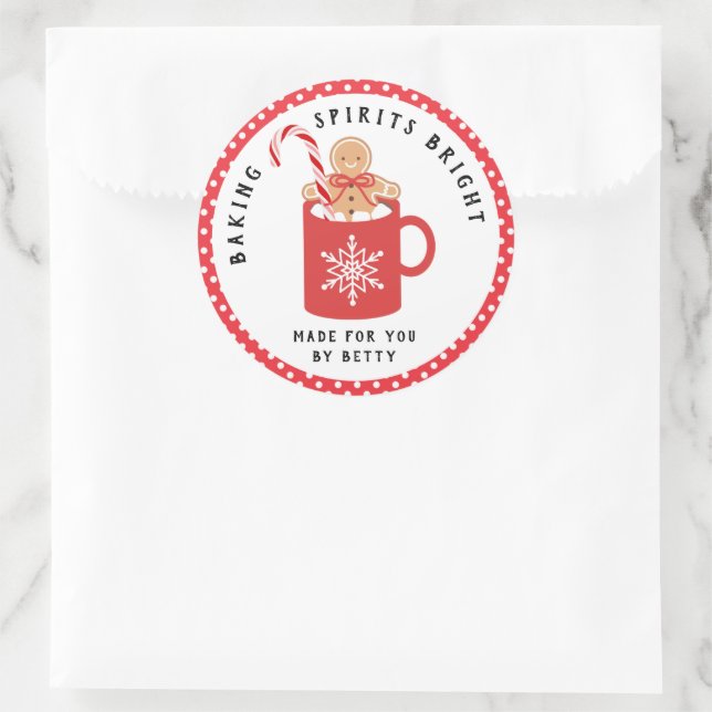 Pegatina Redonda Gingerbread Cookie | Espíritus de hornear Brillant (Bolso)