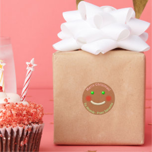 Pegatina Redonda Gingerbread Cookie Happy Face