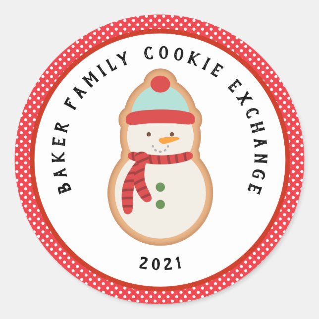 Pegatina Redonda Gingerbread Cookie | Navidades Cookie Exchange (Anverso)