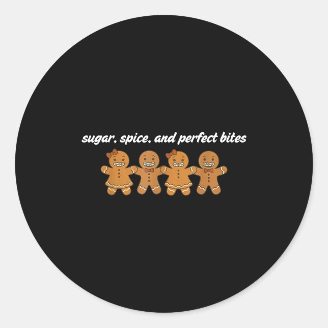 Pegatina Redonda Gingerbread Dental Christmas Ortho Squad Orthodont (Anverso)