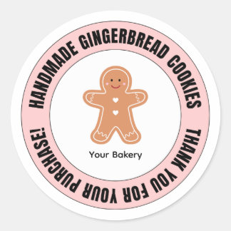 Pegatina Redonda Gingerbread Gracias por su pedido