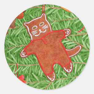 Pegatina Redonda GINGERBREAD KITTY Grandes Pegatinas Redondos