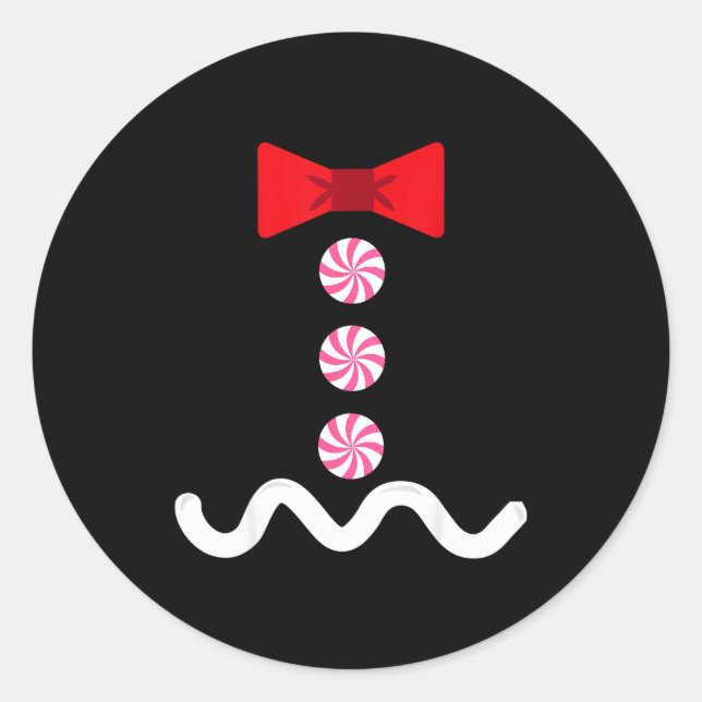 Pegatina Redonda Gingerbread Man Christmas Costume Cookie Baking  (Anverso)