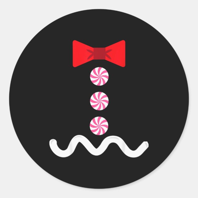 Pegatina Redonda Gingerbread Man Christmas Costume Cookie Baking  (Anverso)