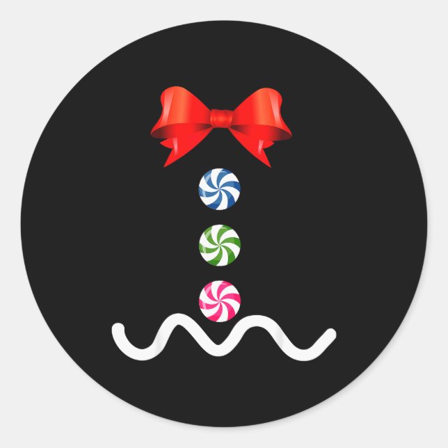 Pegatina Redonda Gingerbread Man Christmas Costume Cookie Baking  (Anverso)