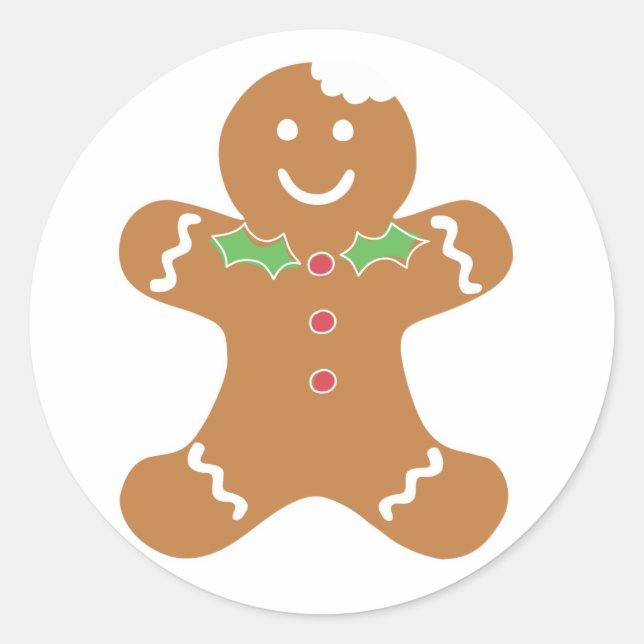 Pegatina Redonda Gingerbread Man Christmas Stickers (Anverso)