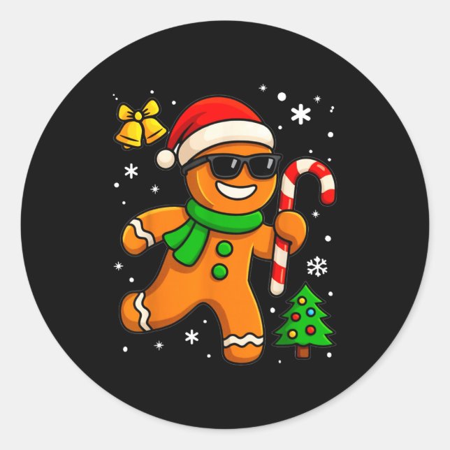 Pegatina Redonda Gingerbread Man Funny Christmas Cookie Costume Bak (Anverso)