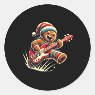 Pegatina Redonda Gingerbread Navidades de guitarra Guit