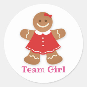 Pegatina Redonda Gingerbread TEAM CHICA Género Revelar etiquetas de